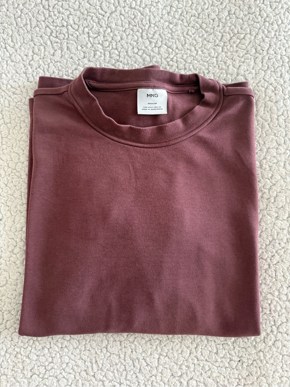 Mango Men's Crewneck Mauve Long Sleeve T-Shirt